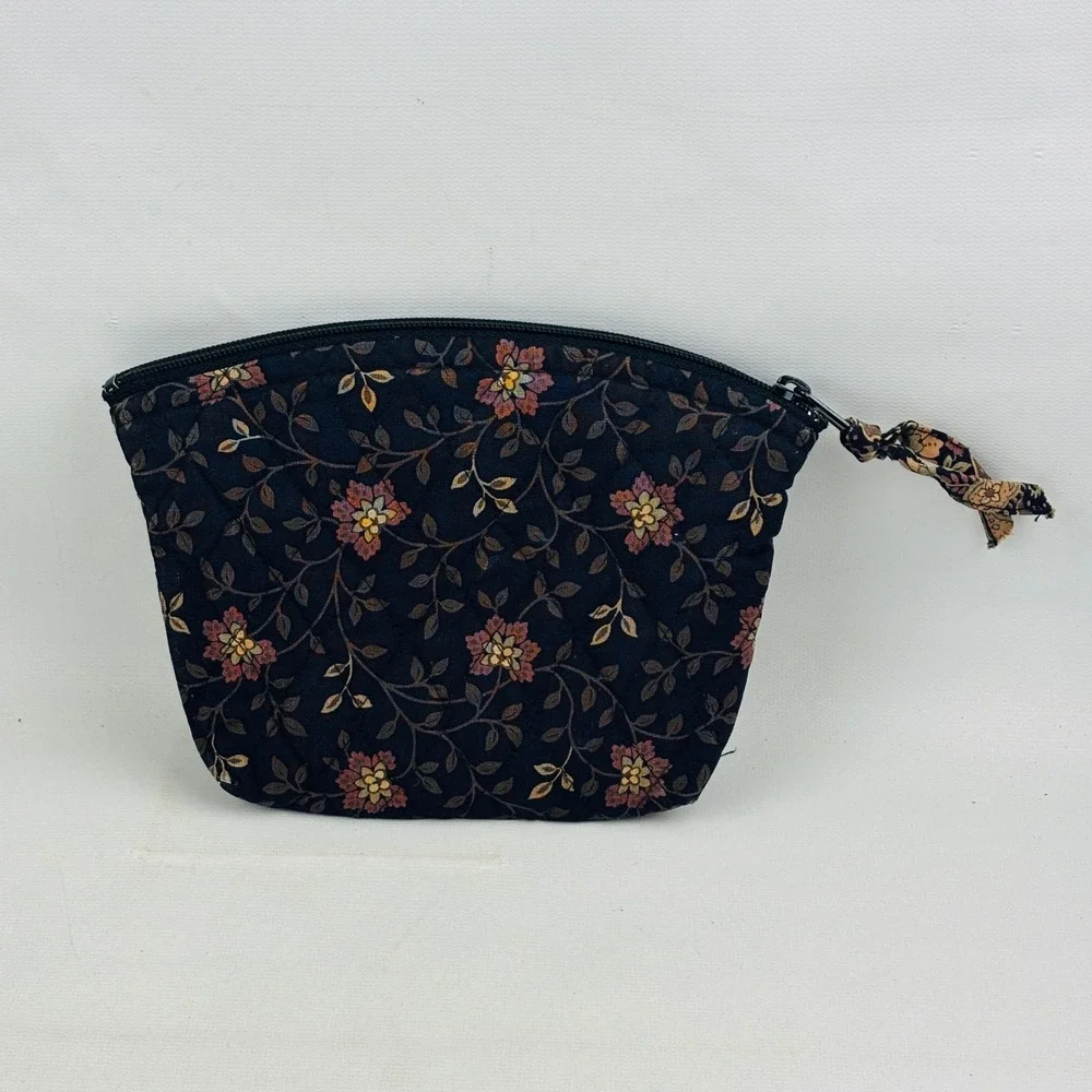 Vintage Vera Bradley Black Walnut Small Cosmetic Bag Zip Top Quilted Cotton USA